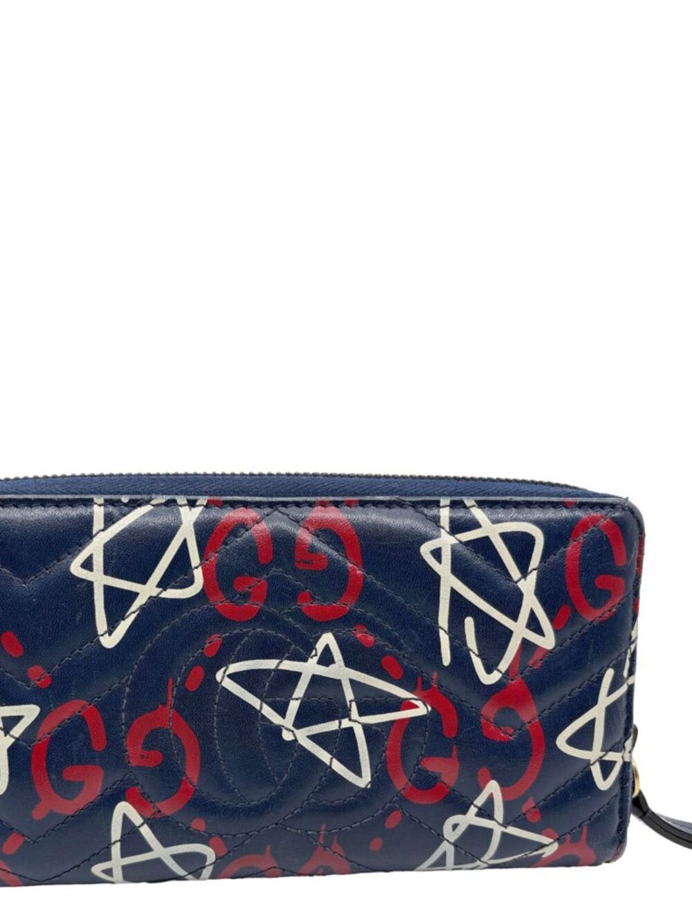 Gucci  Ghost Matelasse Leather Zippy Wallet Blue 448087 - Picture 3 of 15